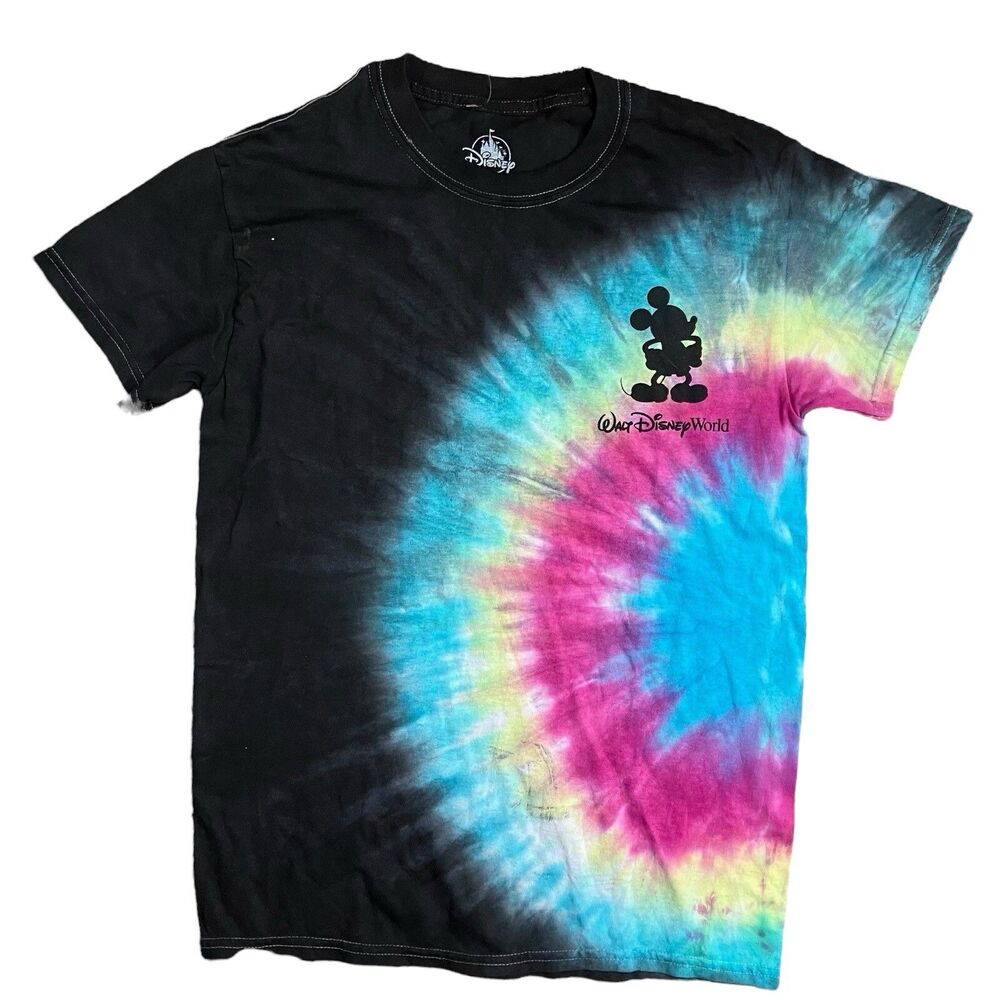 Disney World‎ T-Shirt Womens S Rainbow Mickey Mouse Tie Dye